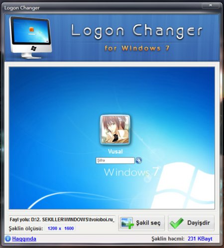 Logon Changer 1.0 (for Windows 7)